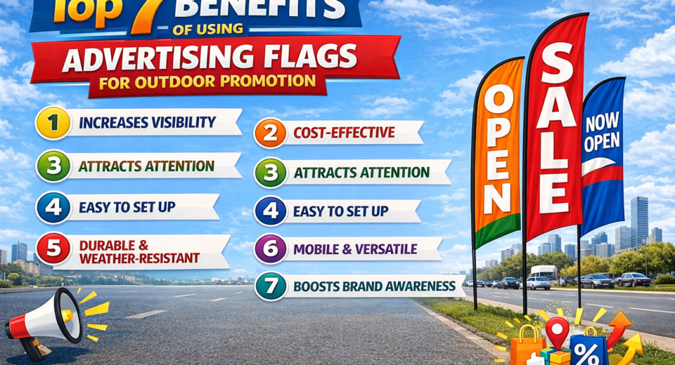 Top 7 Benefits of Using Advertising Flags for Outdoor Promotion