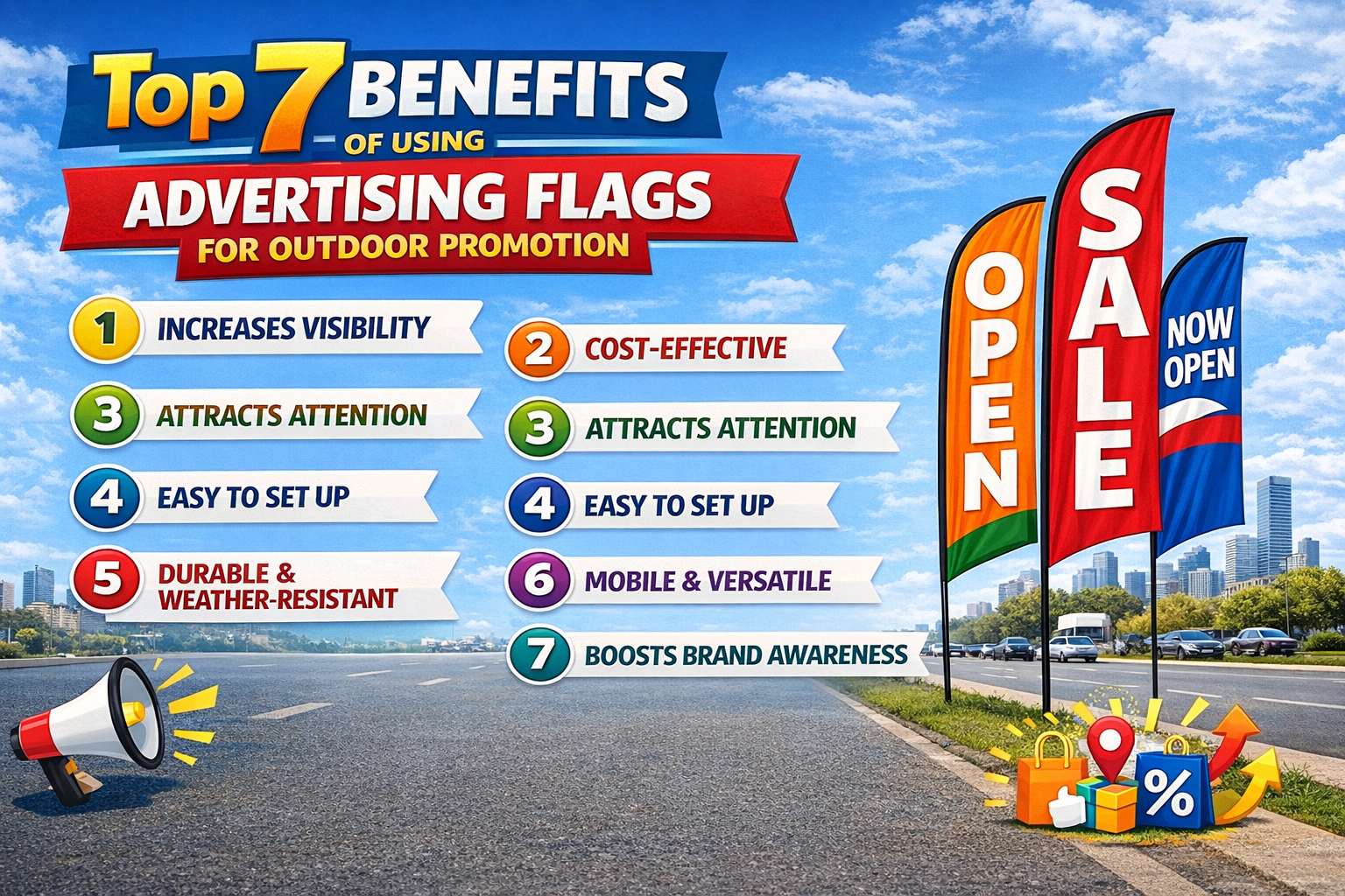Top 7 Benefits of Using Advertising Flags for Outdoor Promotion